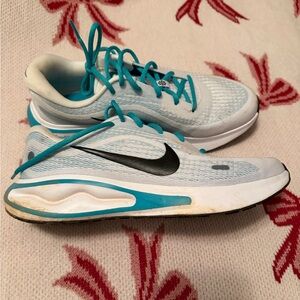Nike White and Blue Athletic Sneakers
